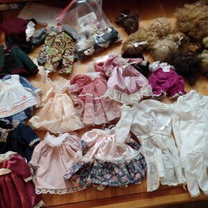 Vintage LOT 80's Doll Clothes Socks & Shoes Hair Pieces for 14-16" Dolls